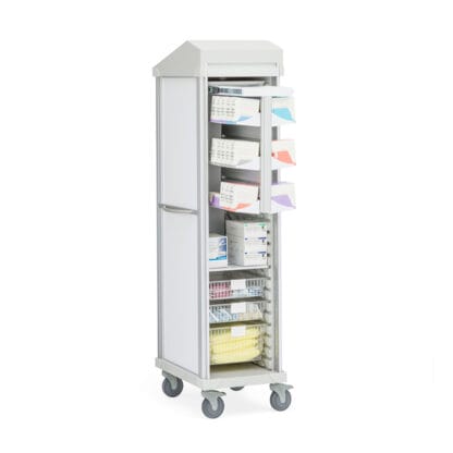 6 Suture shelves on a Roam cart