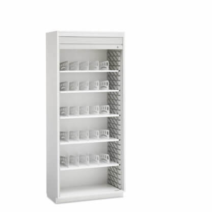 Evolve Cabinet with Divided Shelves, 36" wide, 19" deep, Roll-Top Door