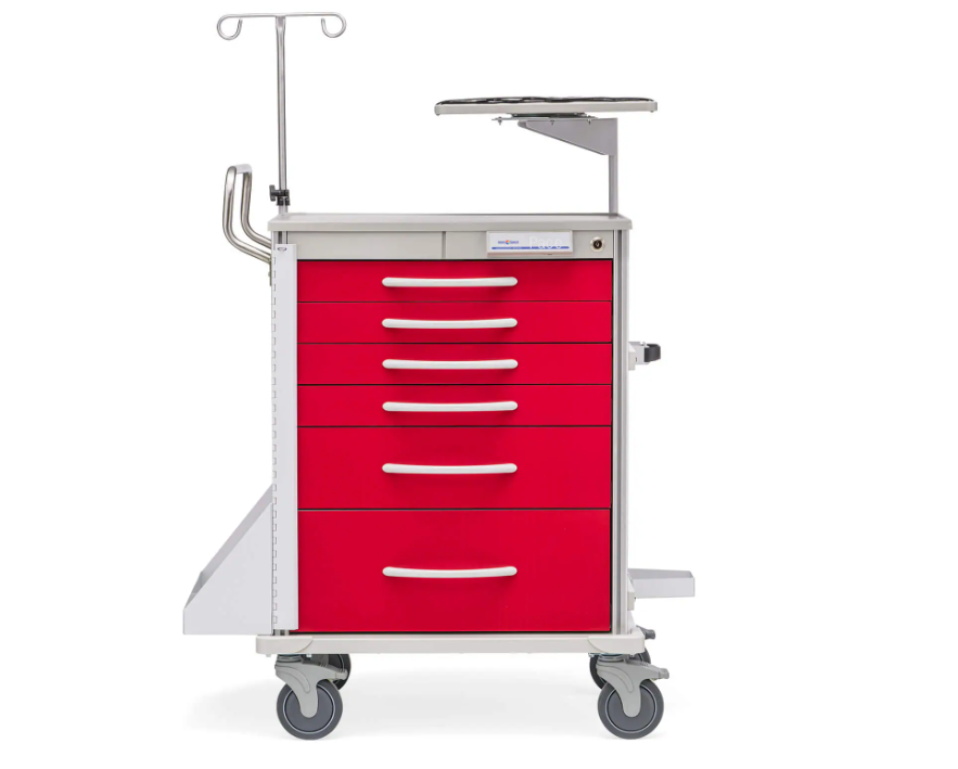 Pace Code Cart with bright red crash cart body