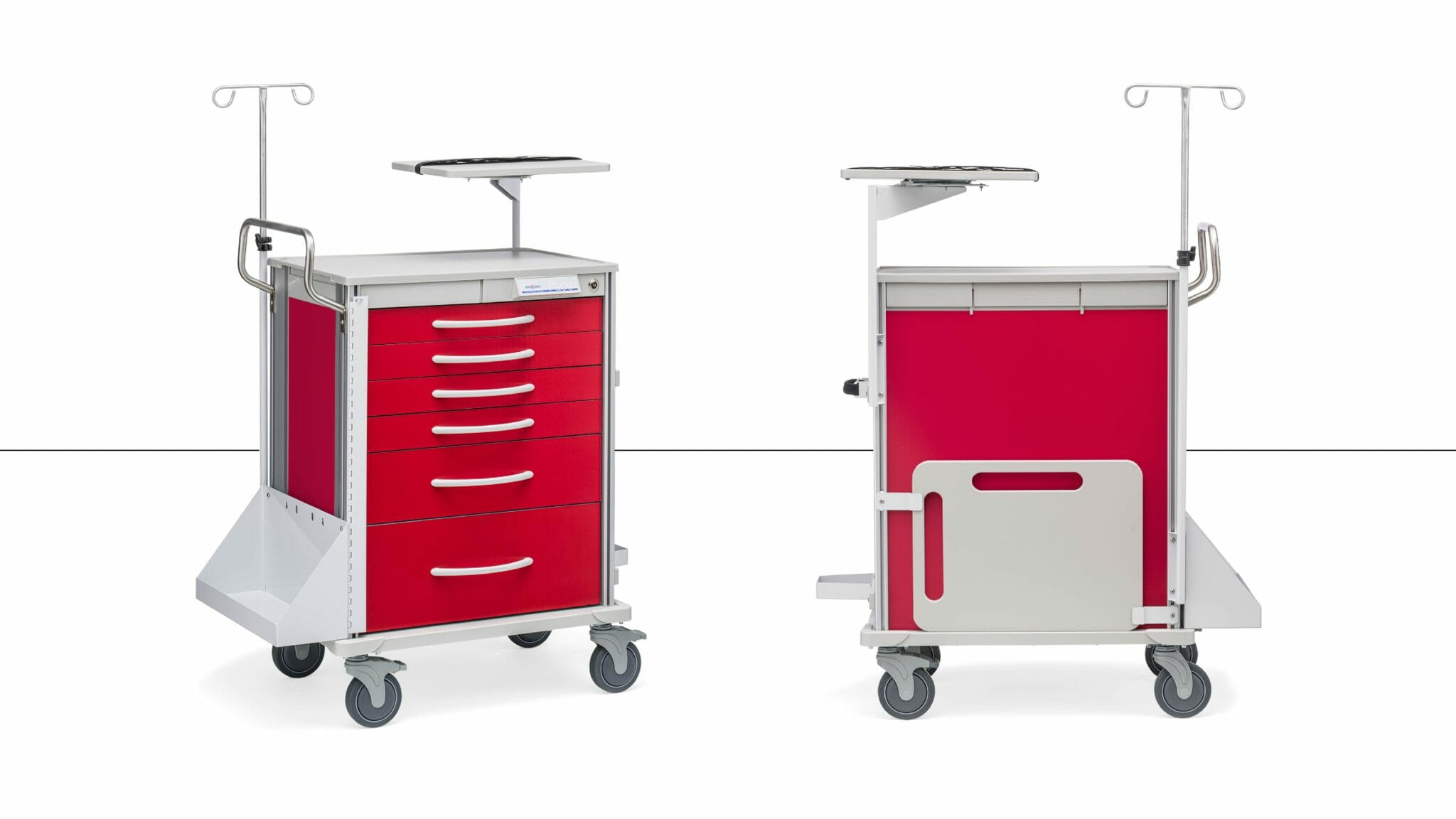The front and back view of a crash cart from InnerSpace