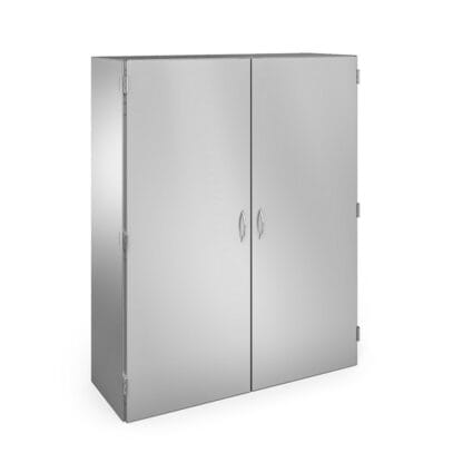 evolve architectural series recessed tall cabinets with double doors and shelves