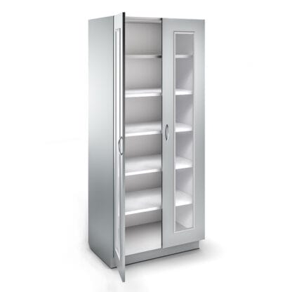 evolve architectural series tall cabinet double glass door with 6 shelves