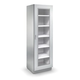 evolve architectural series tall cabinet single glass door with 6 shelves