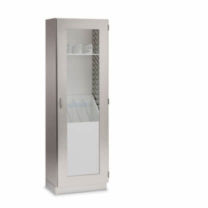 Boxed Catheter Cabinet, 26.75"w, right hinge glass door, stainless steel