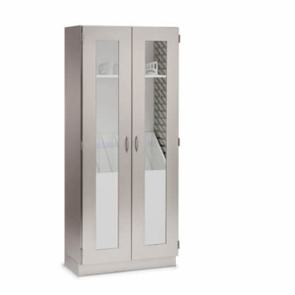 Boxed Catheter Cabinet, 36"w, glass doors, stainless steel
