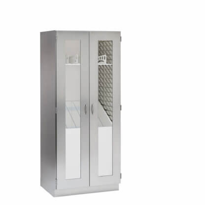 Boxed Catheter Cabinet, 36"w, glass doors, stainless steel