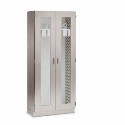 Catheter Cabinet, 36"w, glass doors, stainless steel