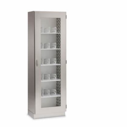 Cabinet with Divided Shelves, 26.75"w, right hinge glass door, stainless steel