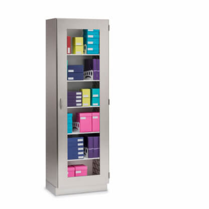 Cabinet with Divided Shelves, 26.75"w, right hinge glass door, stainless steel