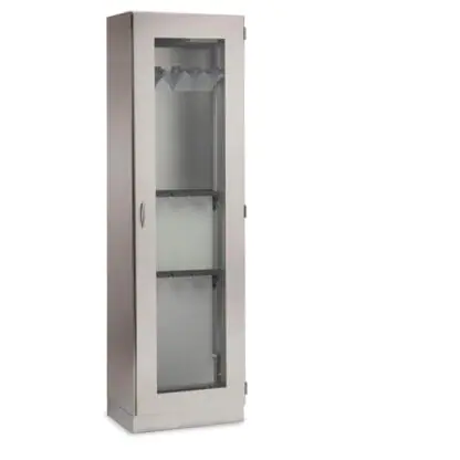 Scope Cabinet, holds 5 or 10 scopes, 26.75"w, right hinge glass door, stainless steel
