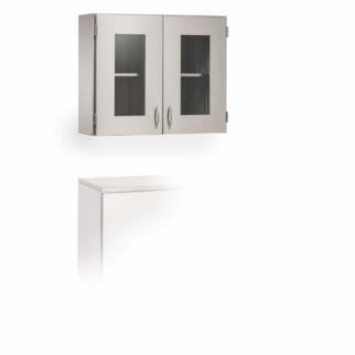 Upper Cabinet with Adjustable Shelf, 36"w, glass doors, stainless steel
