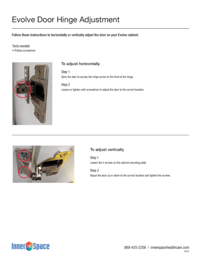 Evolve Door Hinge Adjustment (for cabinets purchased before October 2023)