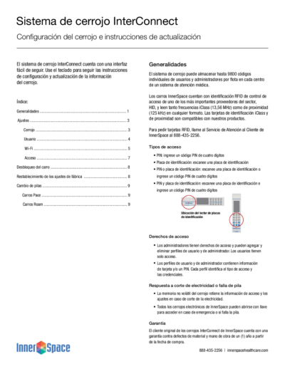 Interconnect Lock System Instructions Spanish