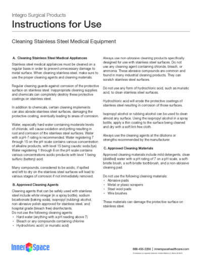 Cleaning Stainless Steel Medical Equipment