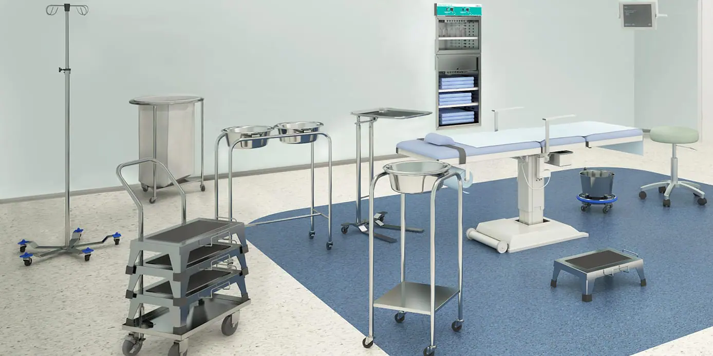 Integro Surgical Products with auxiliary product and warming cabinet