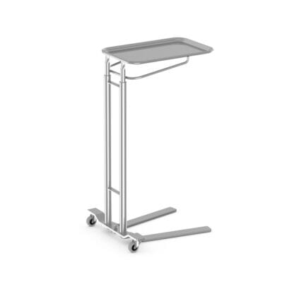 Mayo stand with dual post, foot operated and 19 inch tray