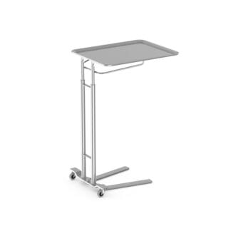 Mayo stand with dual post, foot operated and 25 inch tray