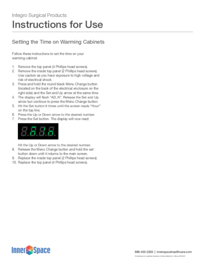 Setting the Time on Warming Cabinets