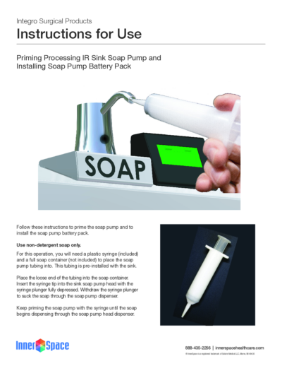 Priming Processing IR Sink Soap Pump and Installing Soap Pump Battery Pack
