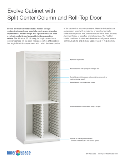 Evolve Cabinet, Split Center Column, Roll-Top Door