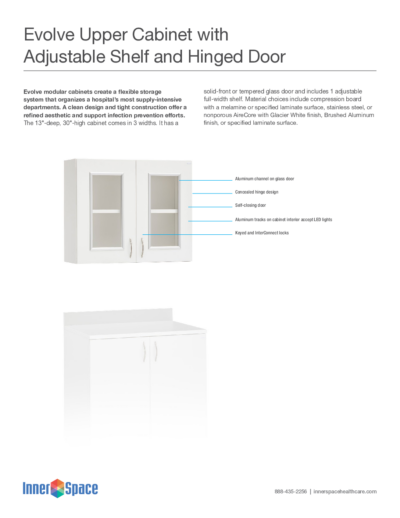 Evolve Upper Cabinet, Adjustable Shelf, Hinged Door