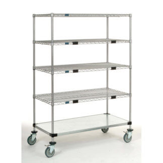 Quick Wire, Preconfigured Unit, 5-Shelf Mobile with Solid Bottom