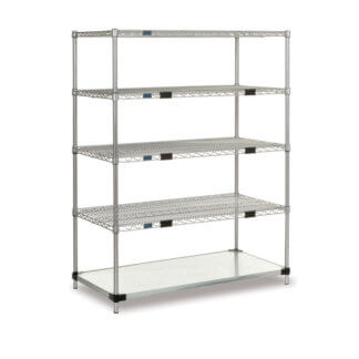 Quick Wire, Preconfigured Unit, 5-Shelf Stationary Unit with Solid Bottom