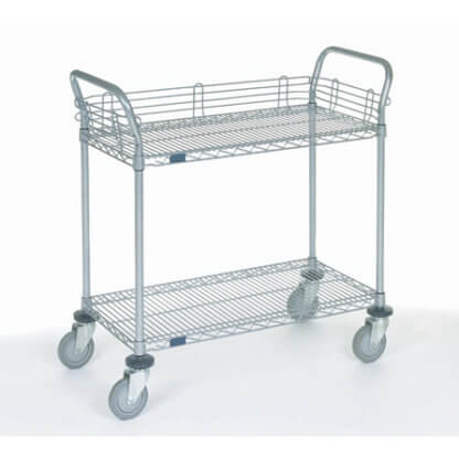 Quick Wire, Preconfigured Unit, Chrome Wire Utility Cart with 2 Shelves