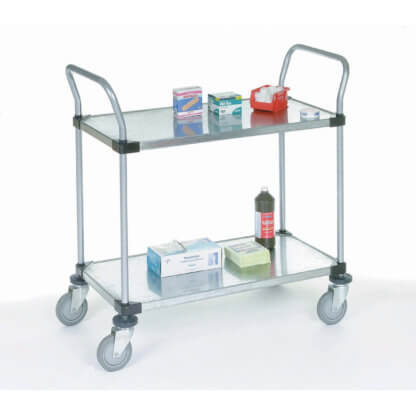 Quick Wire, Preconfigured Unit, Solid Galvanized Utility Cart with 2 Shelves