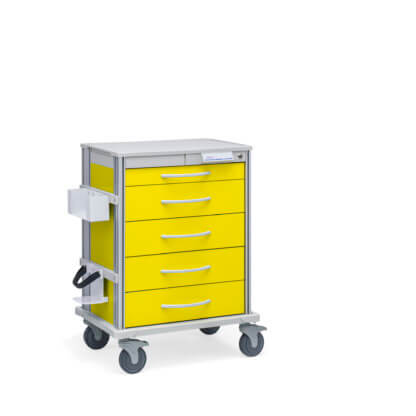 Pace 27 Procedure cart (SP27YF) with 1 3" drawer (SP3DY) and 4 6"h drawers (SP6DY) and Isolation configuration (SPISVP)