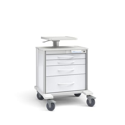 Pace 21 Procedure cart with Adjustable Worksurface, lowest adjustment shown