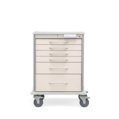 Pace 27 Procedure cart with bisque frame and drawers