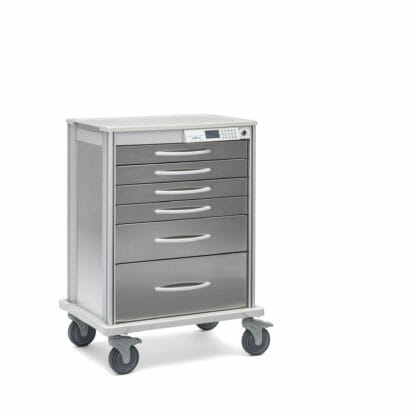 Pace 27 Procedure cart with brushed frame and drawers
