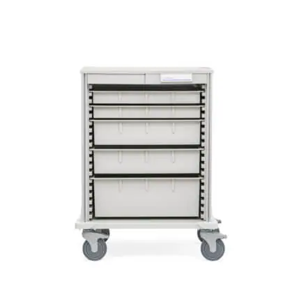 Pace 27 Transport Cart with 2 3"h (STD3), 2 6"h (STD6), and 1 9"h (STD9) trays, standard width