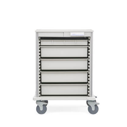 Pace 27 Transport Cart with 1 3"h (STD3) and 4 6"h (STD6) trays, standard width