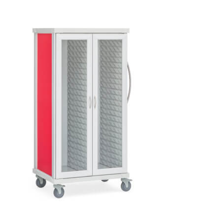 Roam 2 Supply Cart in Red, Glass Doors, Center Column