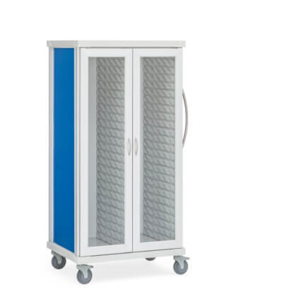 Roam 2 Supply Cart in Royal Blue, Glass Doors, Center Column