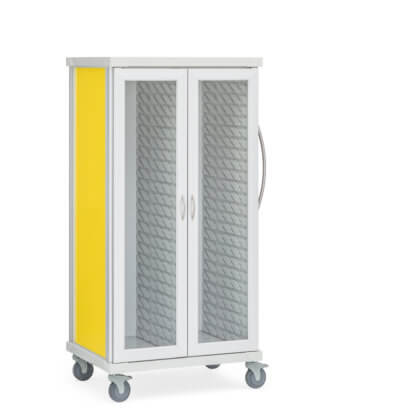 Roam 2 Supply Cart in Yellow, Glass Doors, Center Column