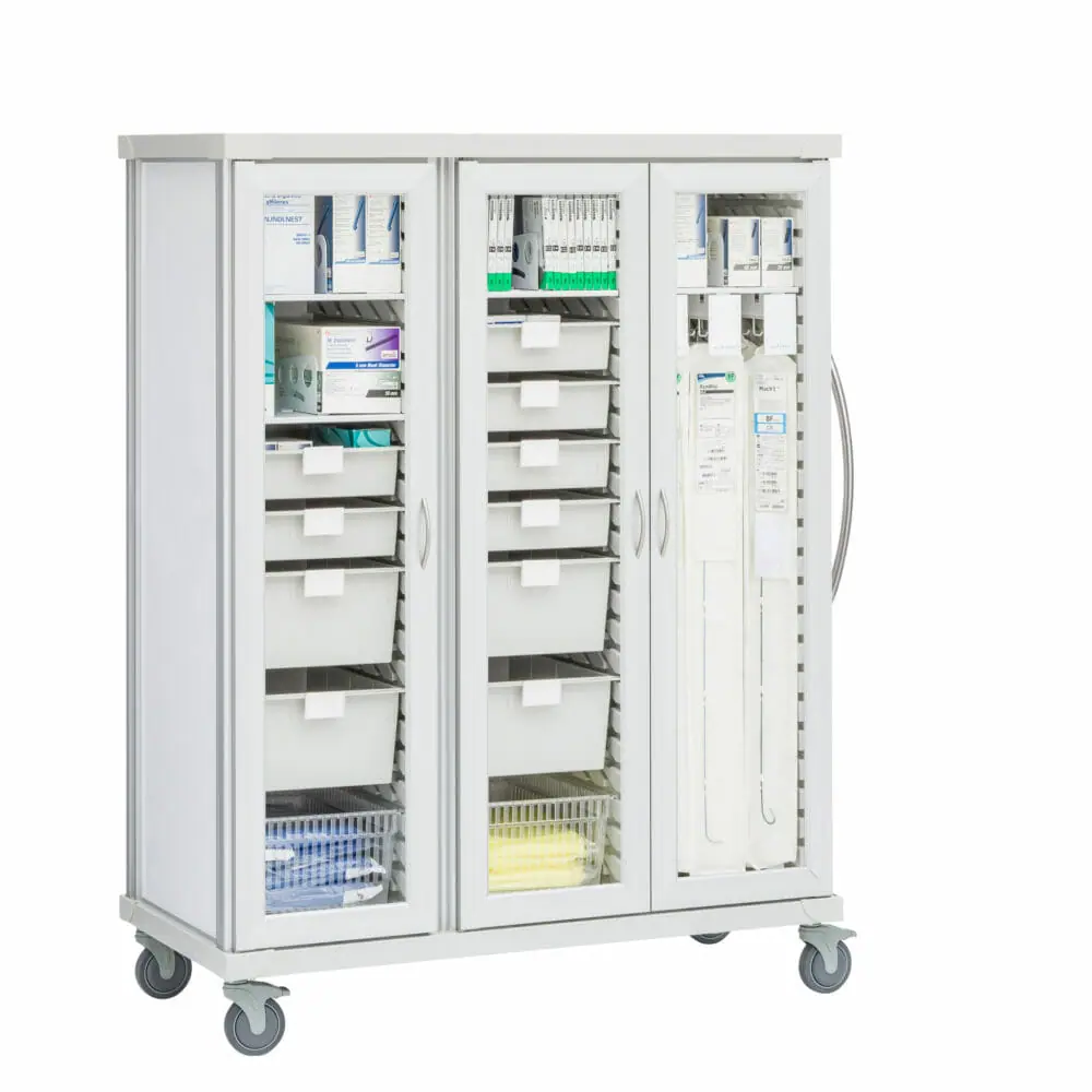 Roam 3 3-Cue Catheter & Supply Cart | Catheter Carts