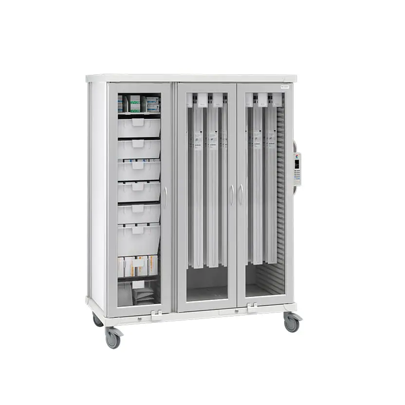 roam 3 7 cue catheter and supply cart glass doors sr3g7cg