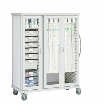 Roam 3 7-Cue Catheter and Supply Cart with Glass Doors