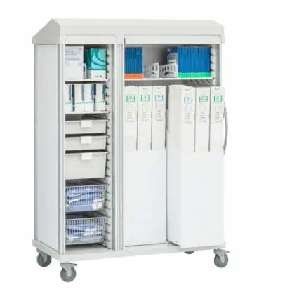 Roam 3 Boxed Catheter and Supply Cart, with Roll-Top Doors, Right Box Pulled Out