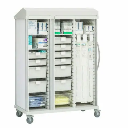 Roam 3 3-Cue Catheter and Supply Cart with Roll-Top Doors