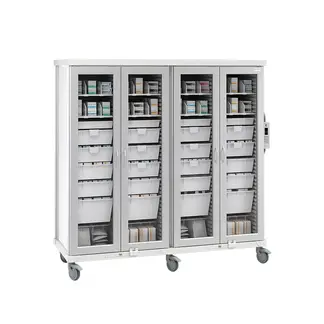 roam 4 surgical supply cart glass doors sr4gss