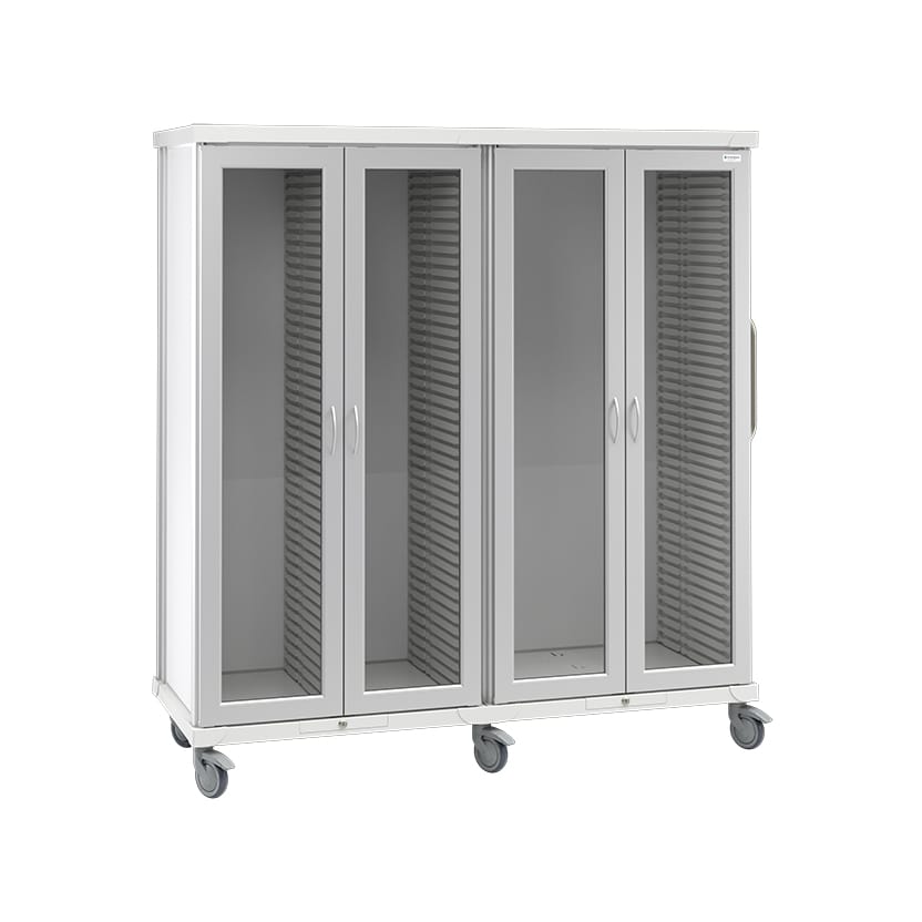 roam 4 tall supply cart glass doors 1 center column sr4tgcl