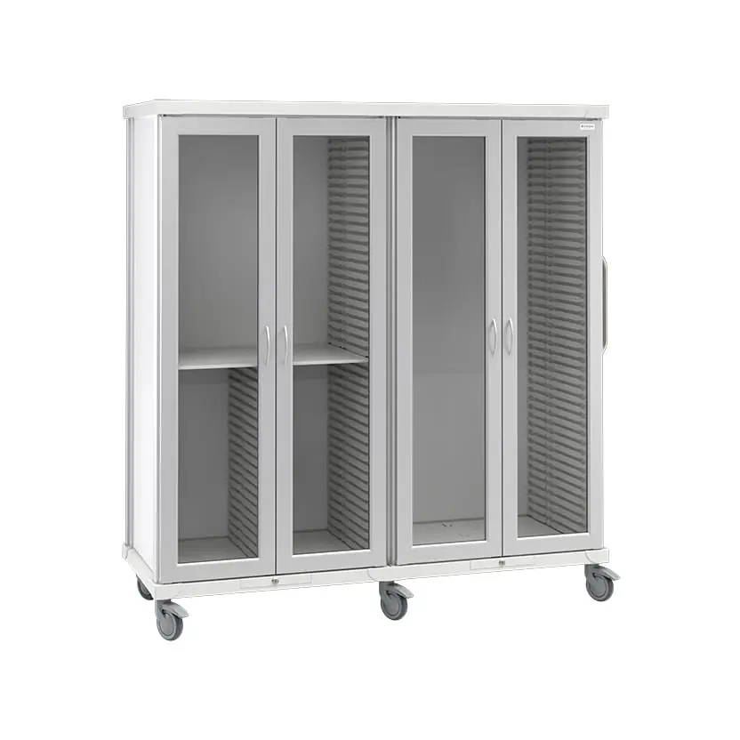 roam 4 tall supply cart glass doors 1 split center sr4tgscl