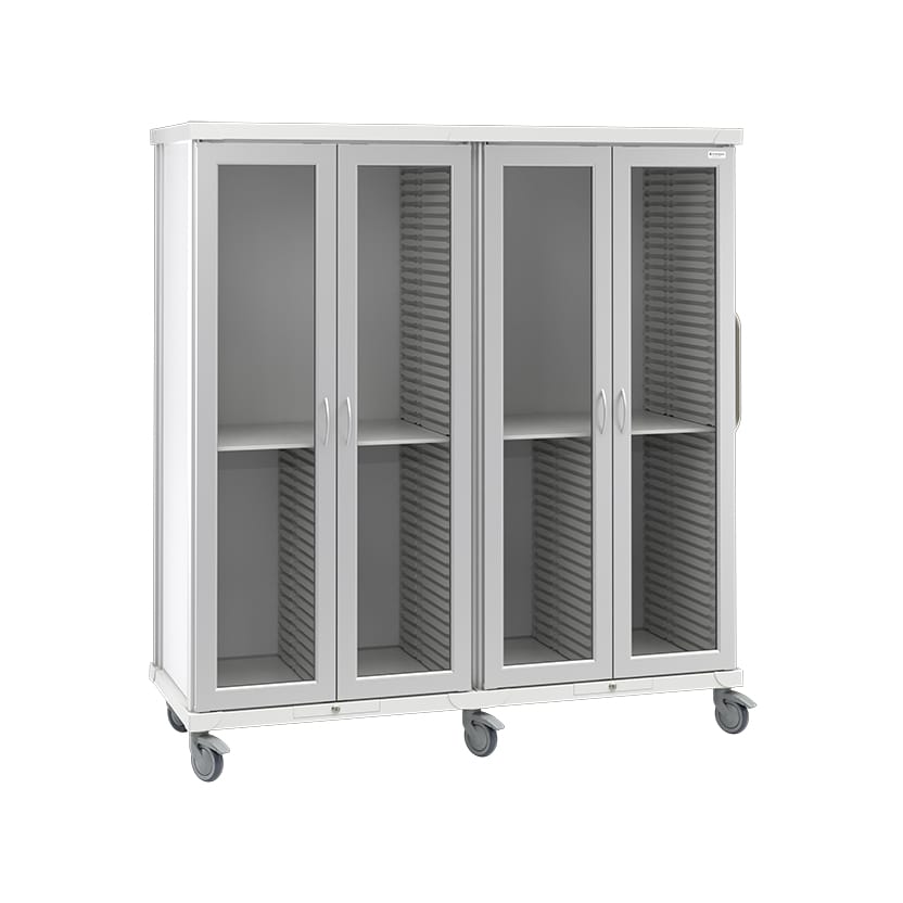 roam 4 tall supply cart glass doors split center sr4tgsc