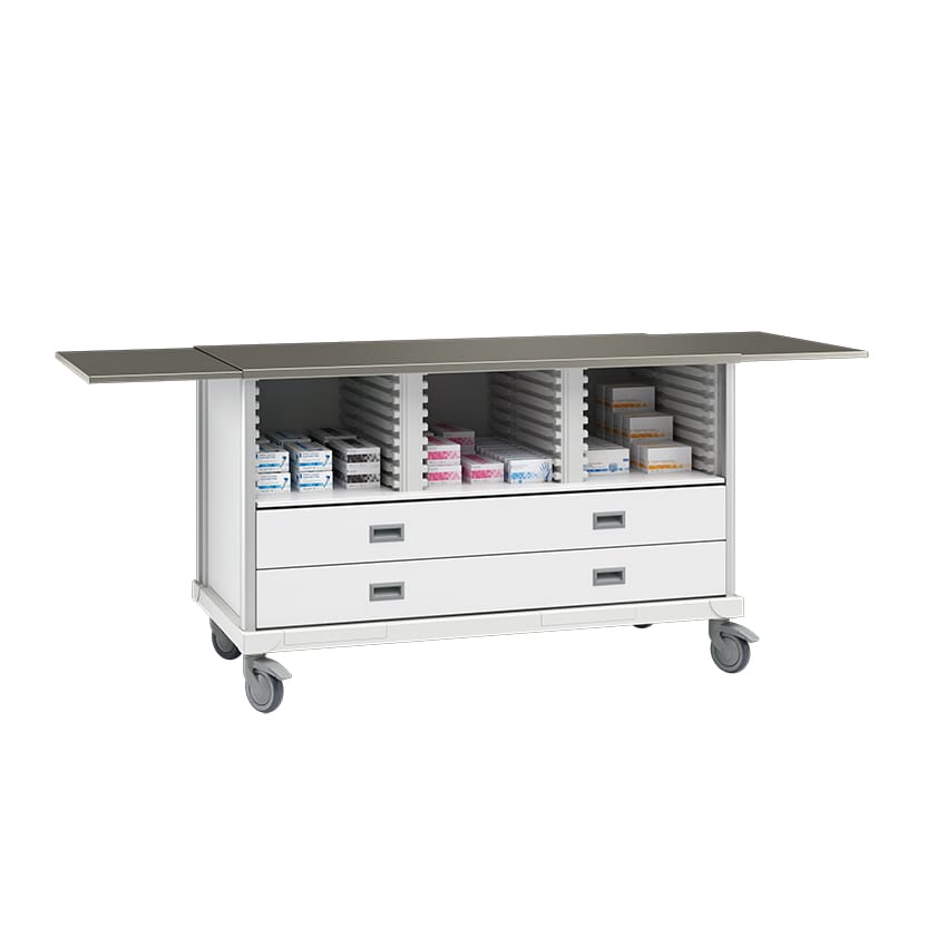 ecp cart with drawers and 2 center columns extended srsdcecp