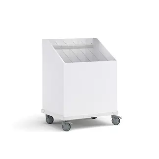 open catheter box storage cart showing dividers in a side view