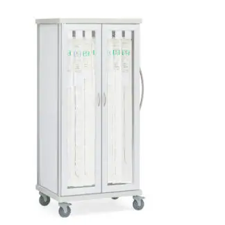 Roam 2 Long Catheter Cart with Glass Doors, shown with catheters